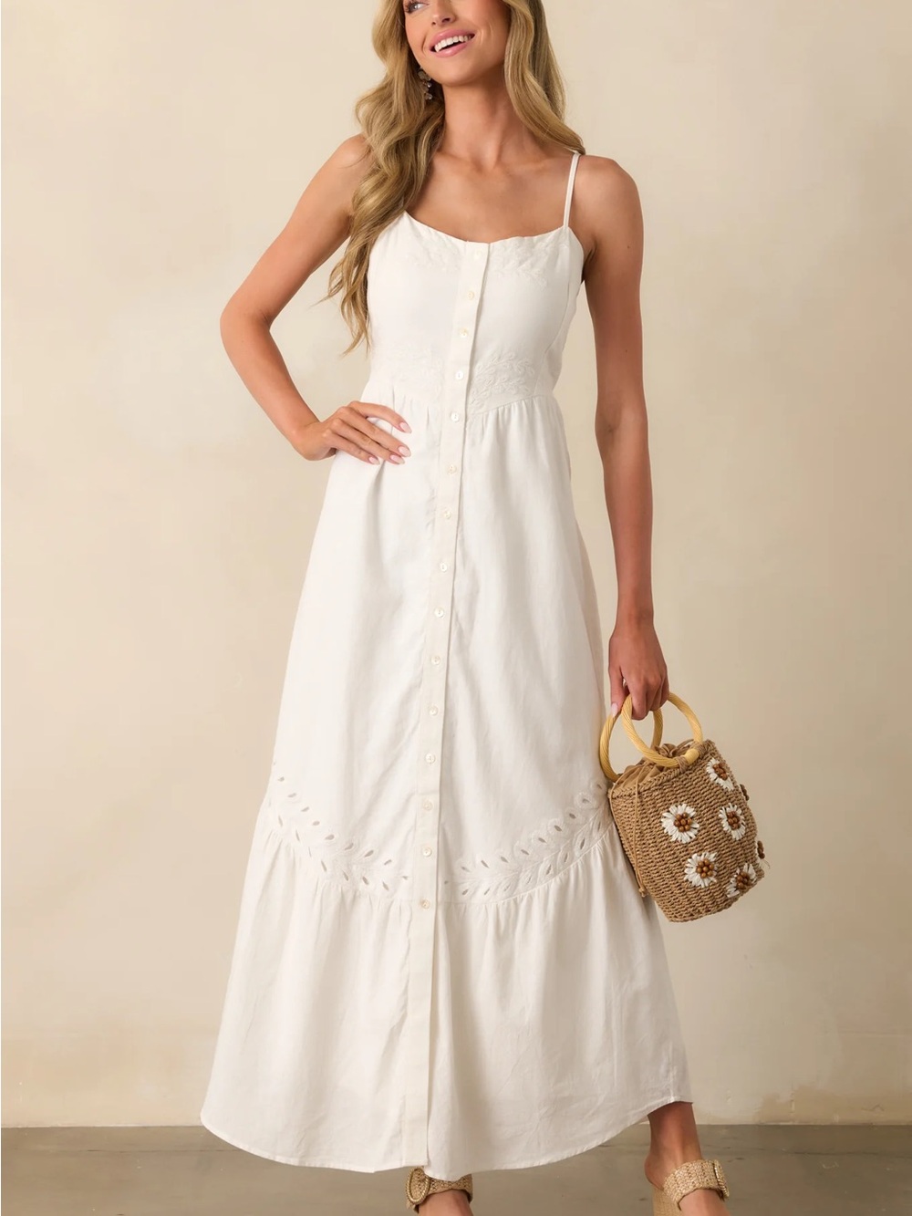 Z supply white Maxi Dress with Eyelet Detail